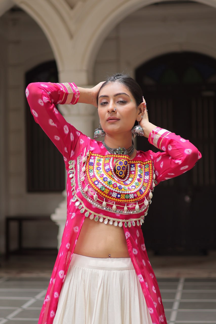 Festive Kutchi Work Bandhani Lehenga Kurti