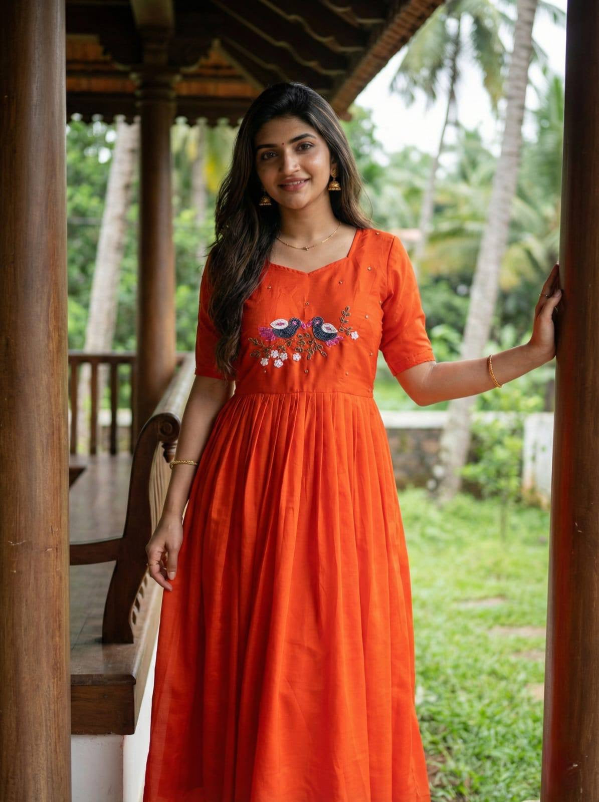Royal Bloom Handwork Flared Dress