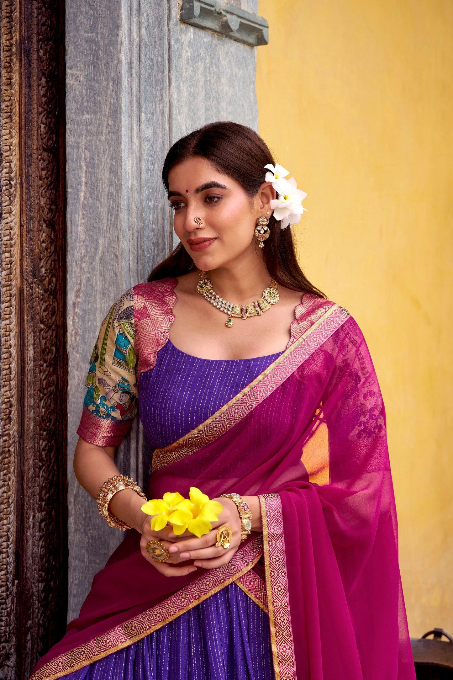 Kalamkari Zari Weaving Lehenga