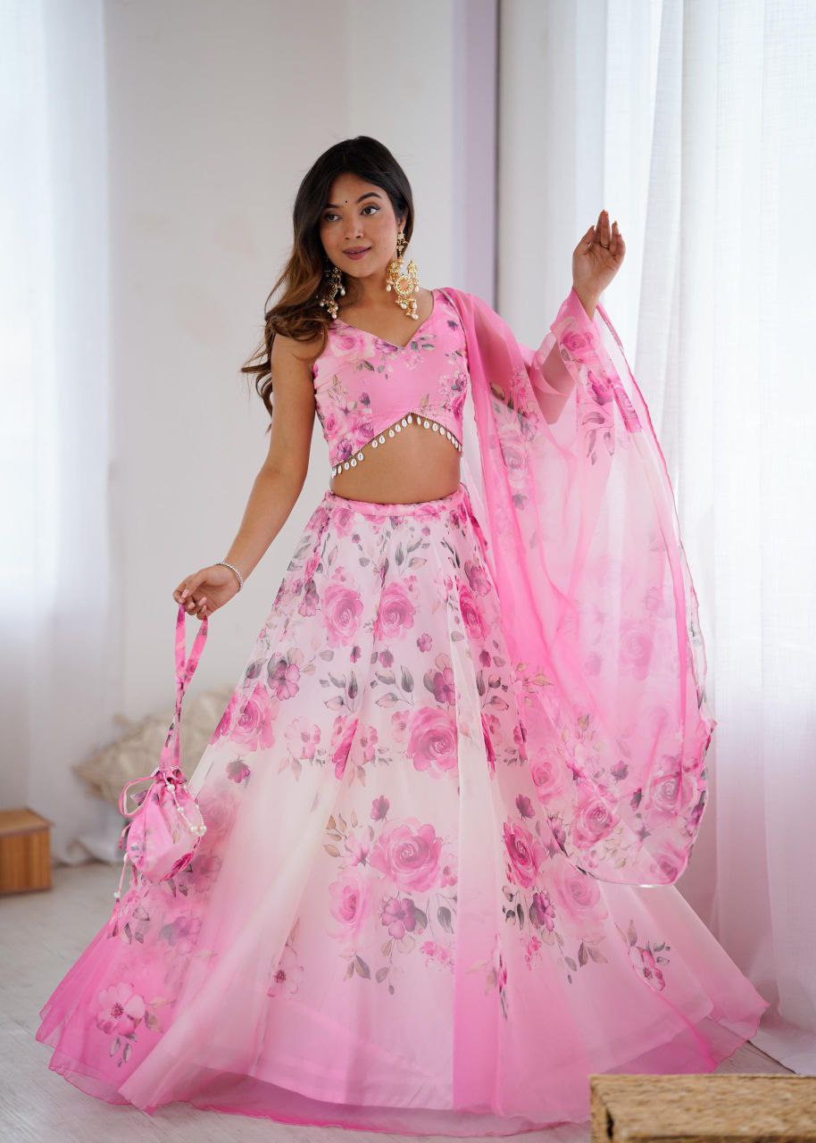 Blossom Organza Print Lehenga