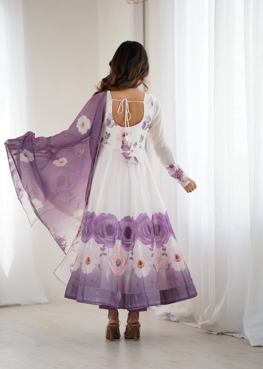 Petal Touch Printed Organza Anarkali