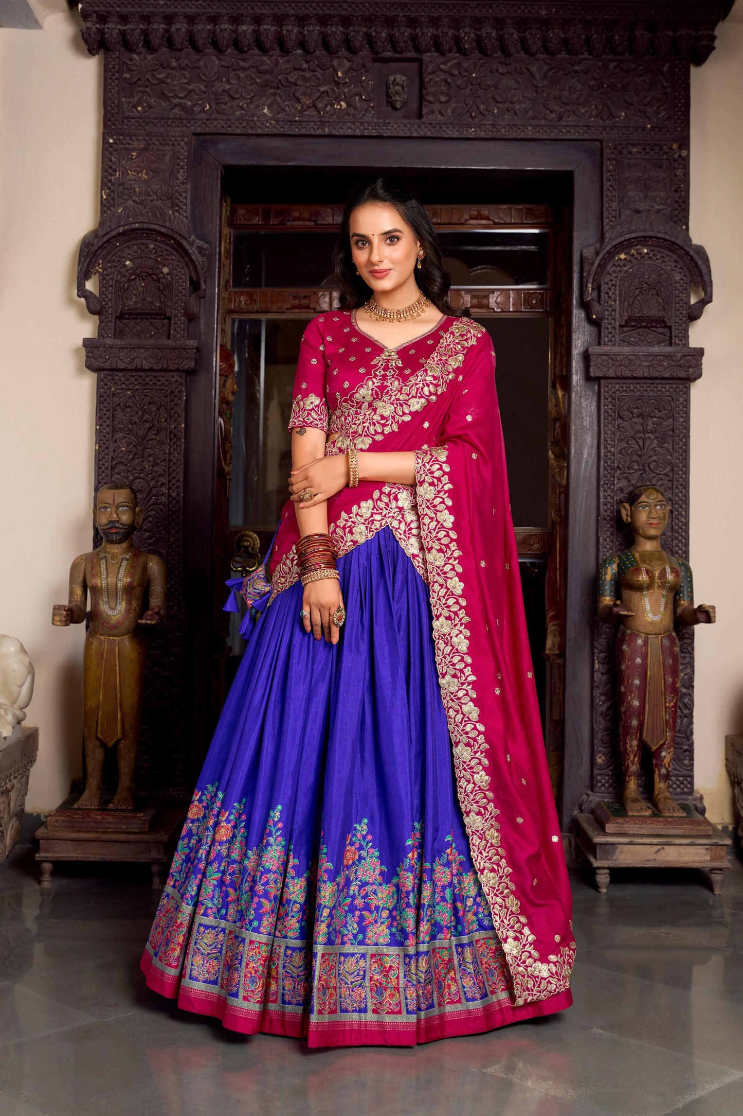 Traditional Zari Embellished Silk Lehenga