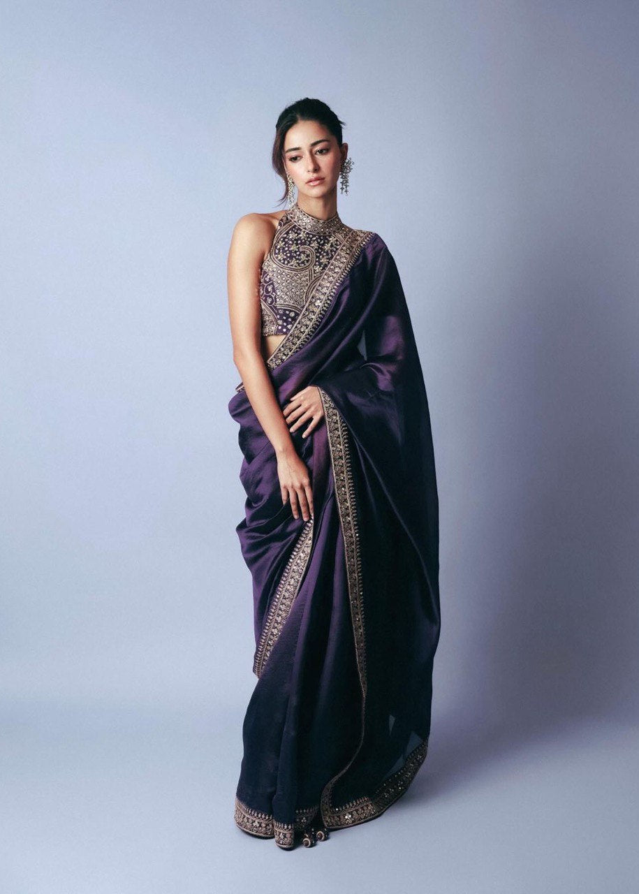 The Purple Glamour Sequin Saree