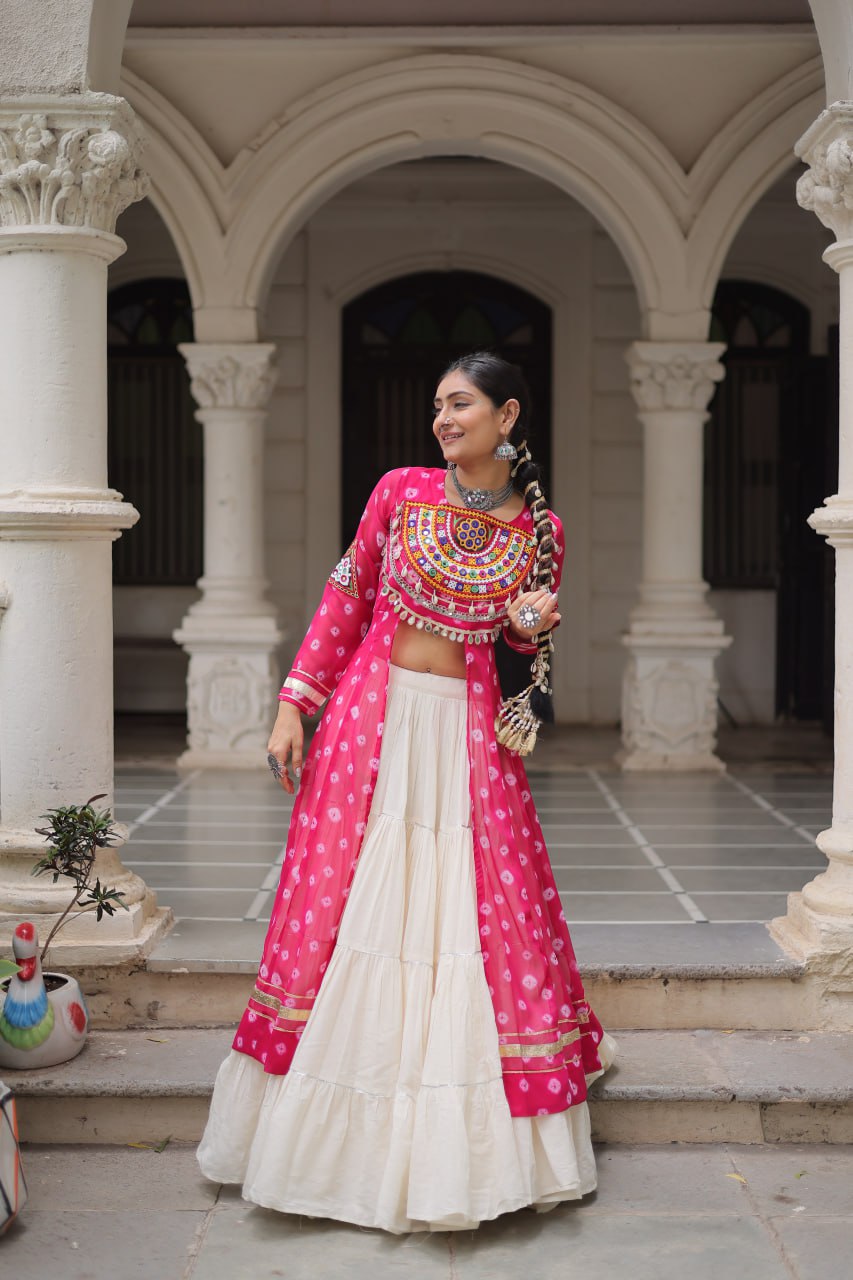 Festive Kutchi Work Bandhani Lehenga Kurti