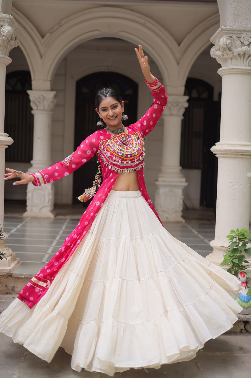 Festive Kutchi Work Bandhani Lehenga Kurti