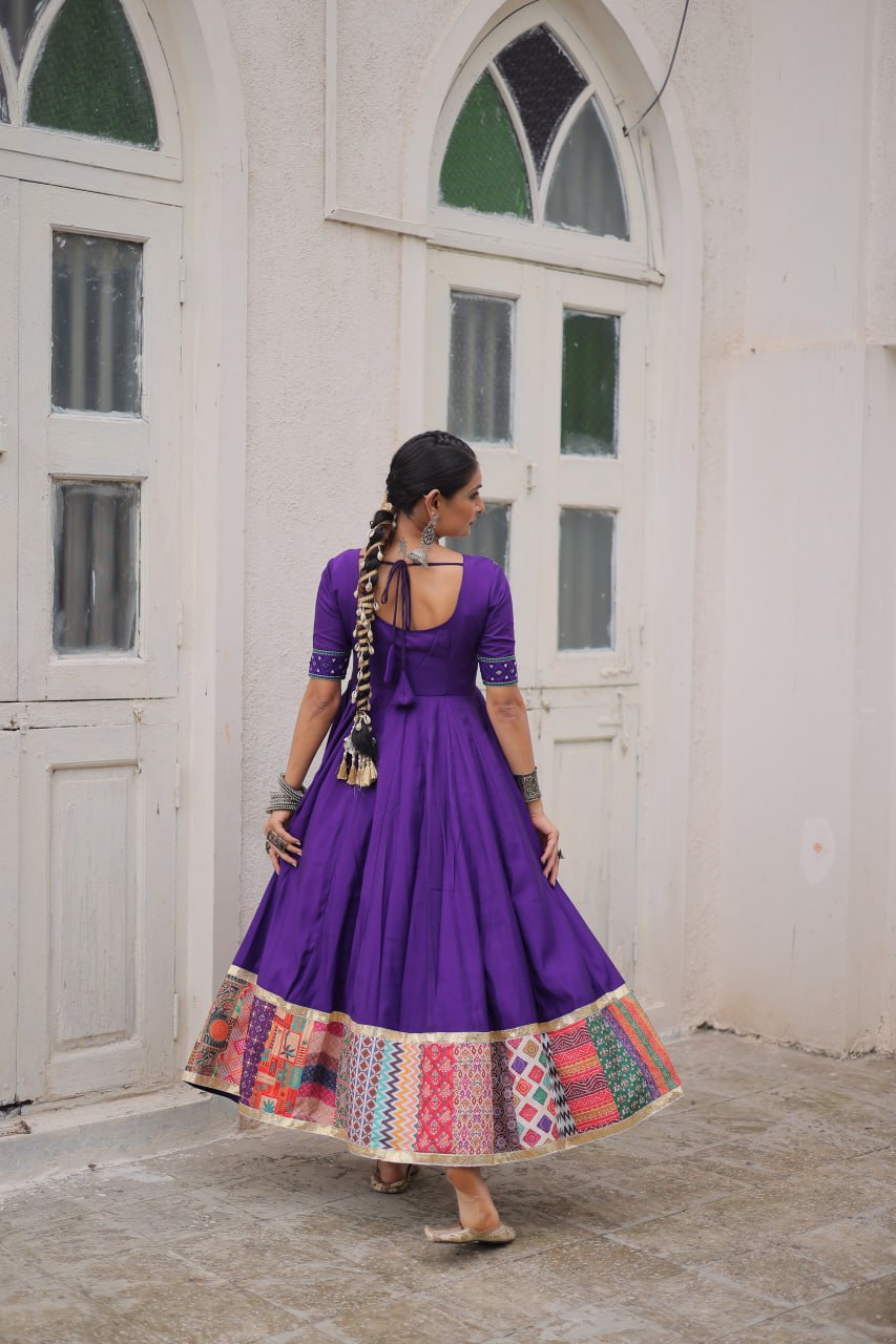 Multicolour Thread & Mirror Work Gown