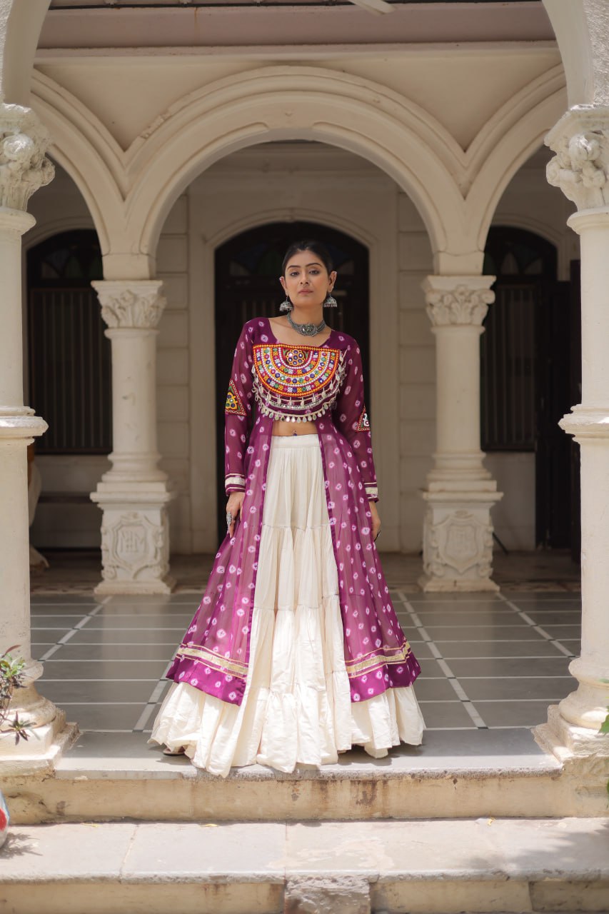 Festive Kutchi Work Bandhani Lehenga Kurti