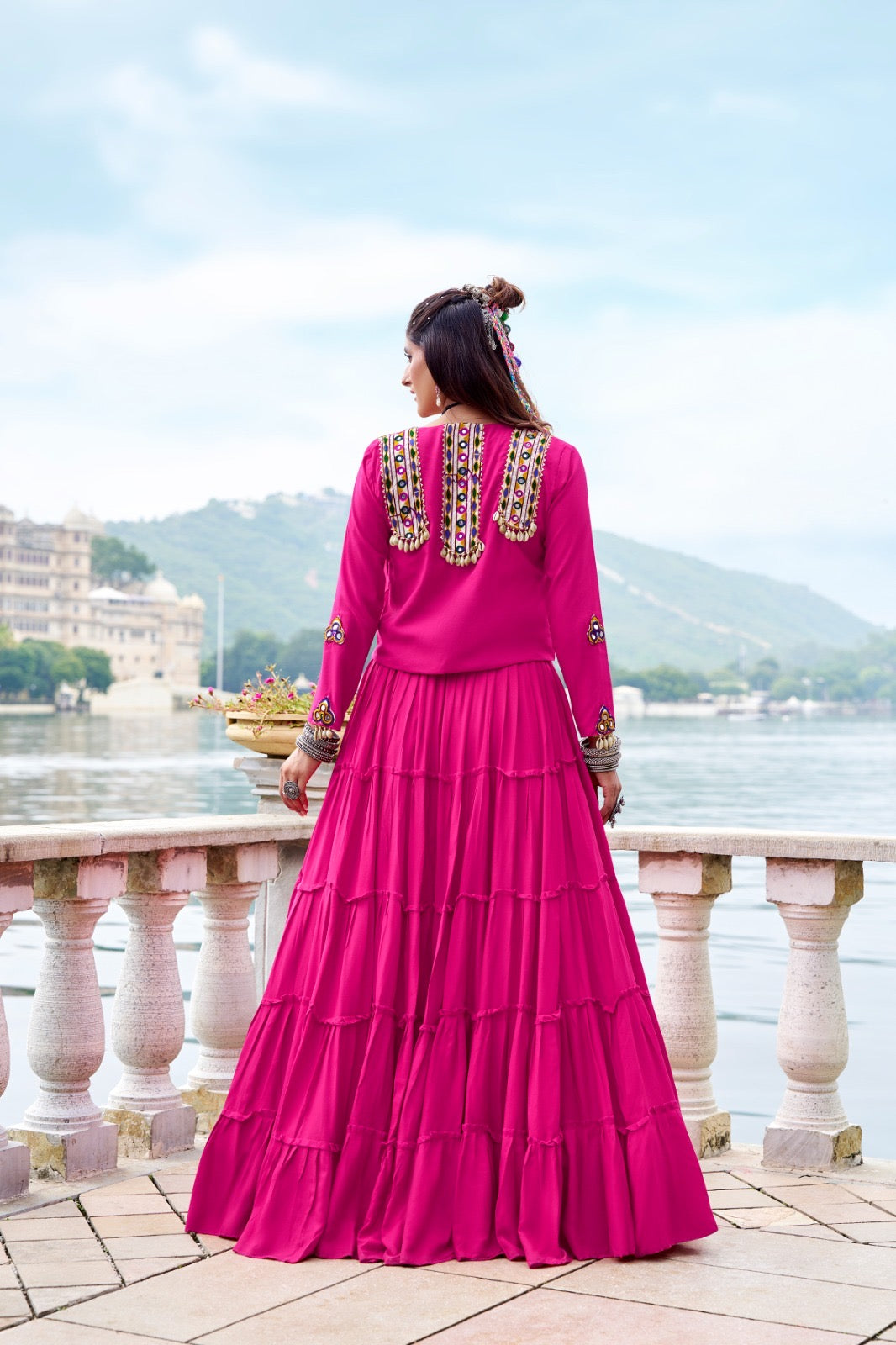 Traditional Mirror Work Rayon Lehenga Koti