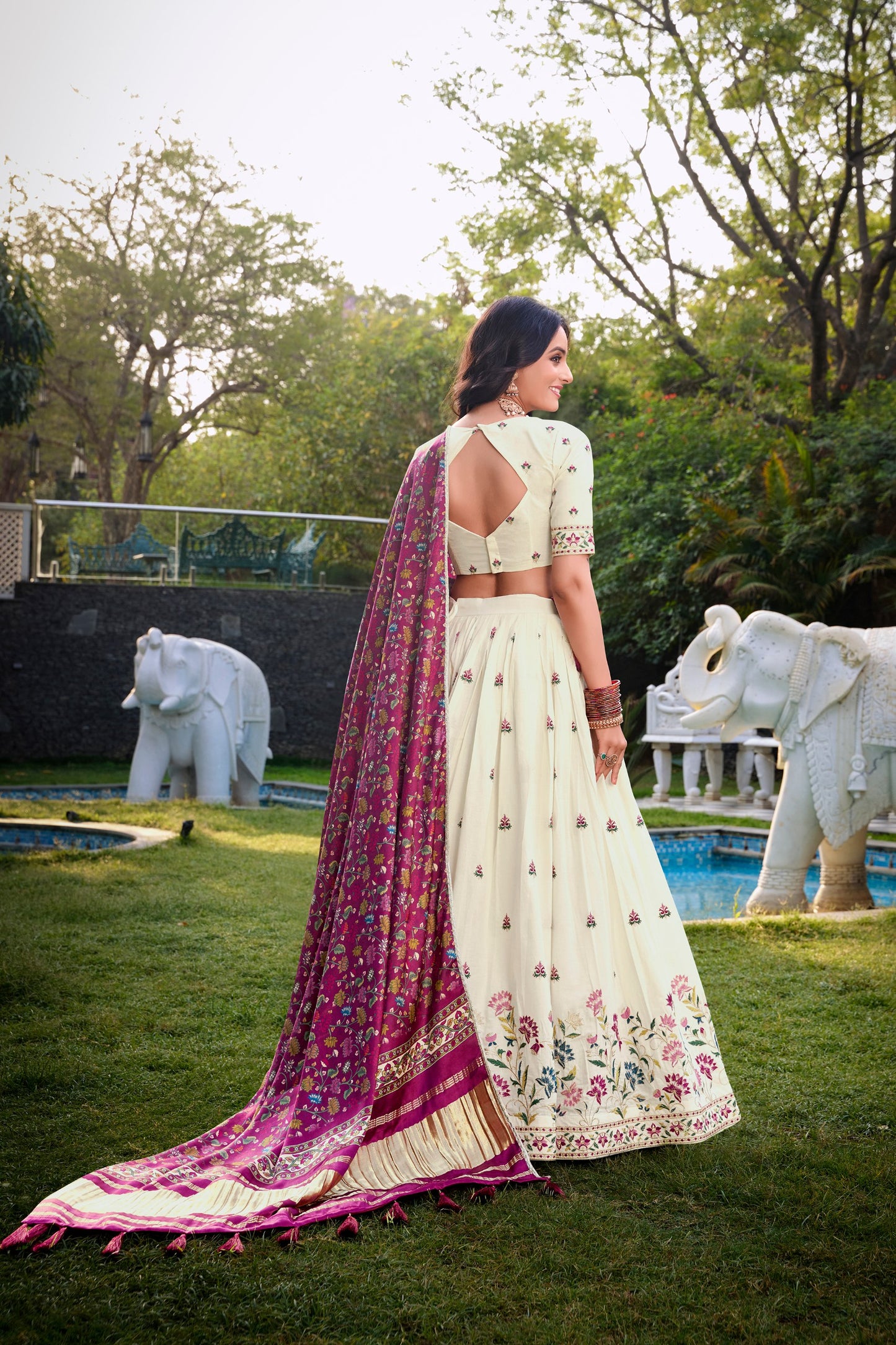 Classic White Lehenga With Festive Dupatta