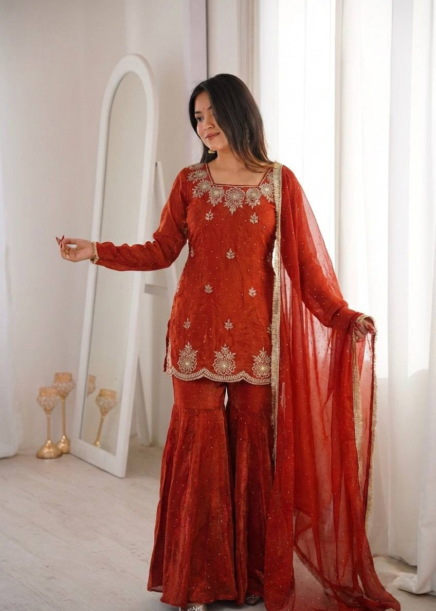 Crimson Noor Festive Sharara Set