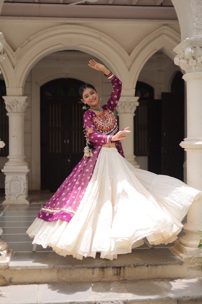Festive Kutchi Work Bandhani Lehenga Kurti