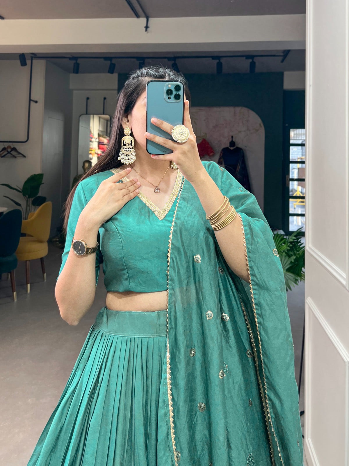 Dazzle Nights Chanderi Dupatta Lehenga