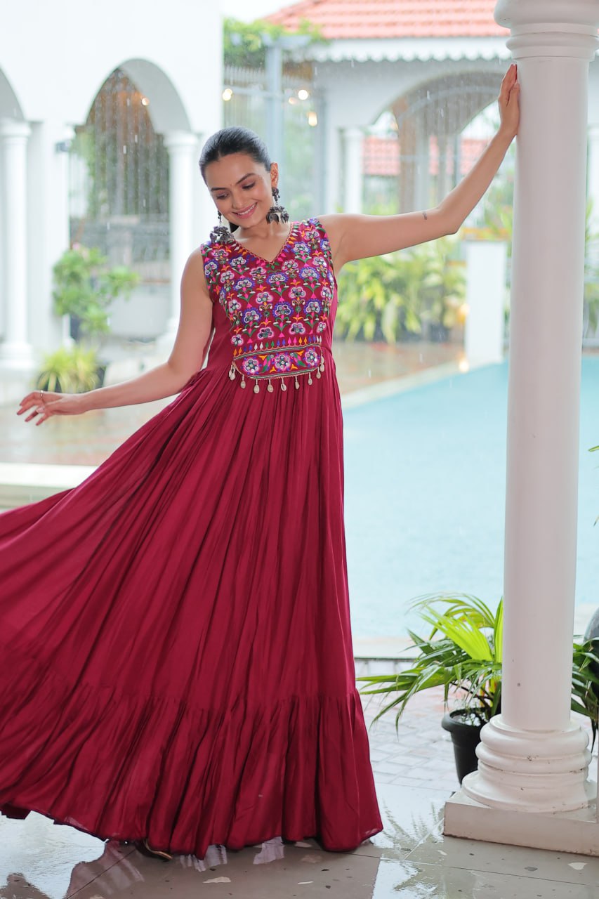 Mirror Work Embroidered Kutchi Gown