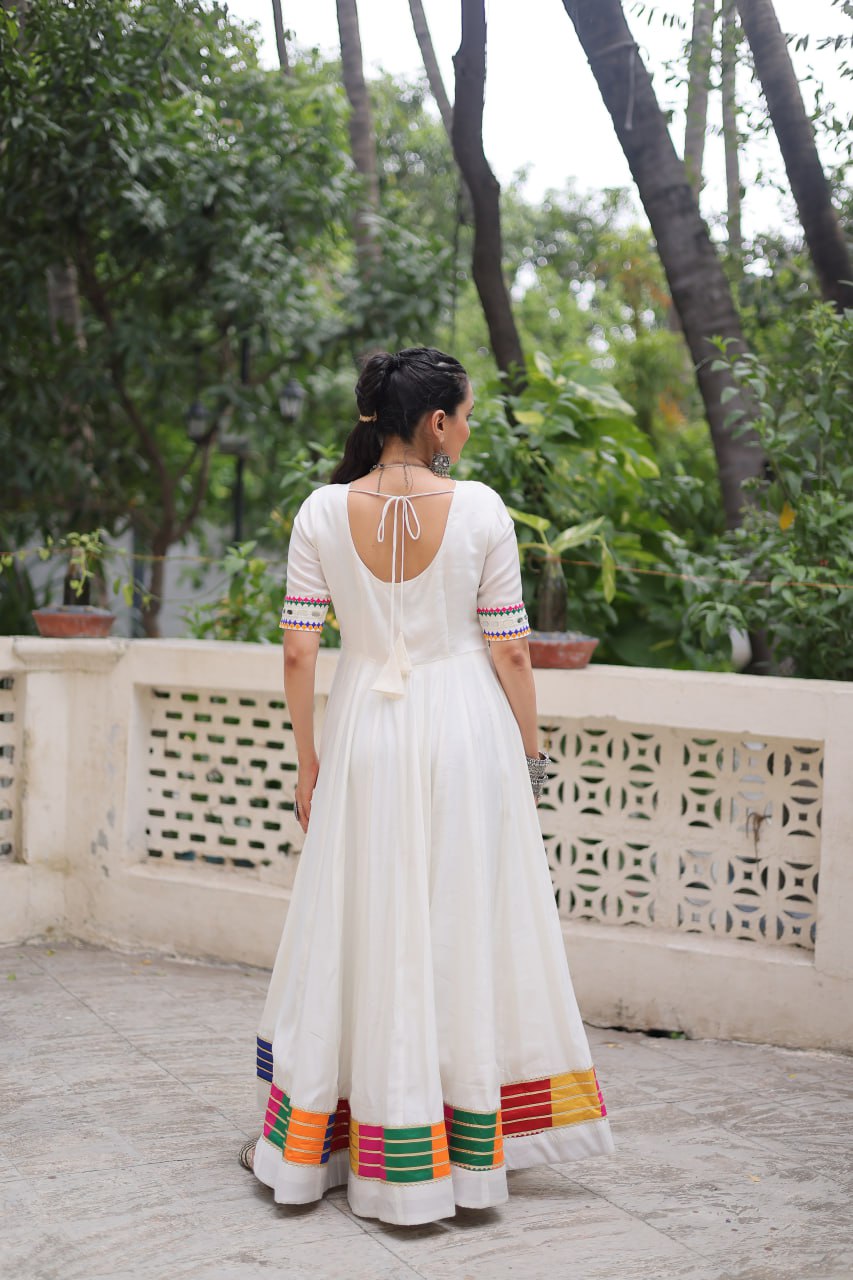 Thread Work Mirror Embellished Gown