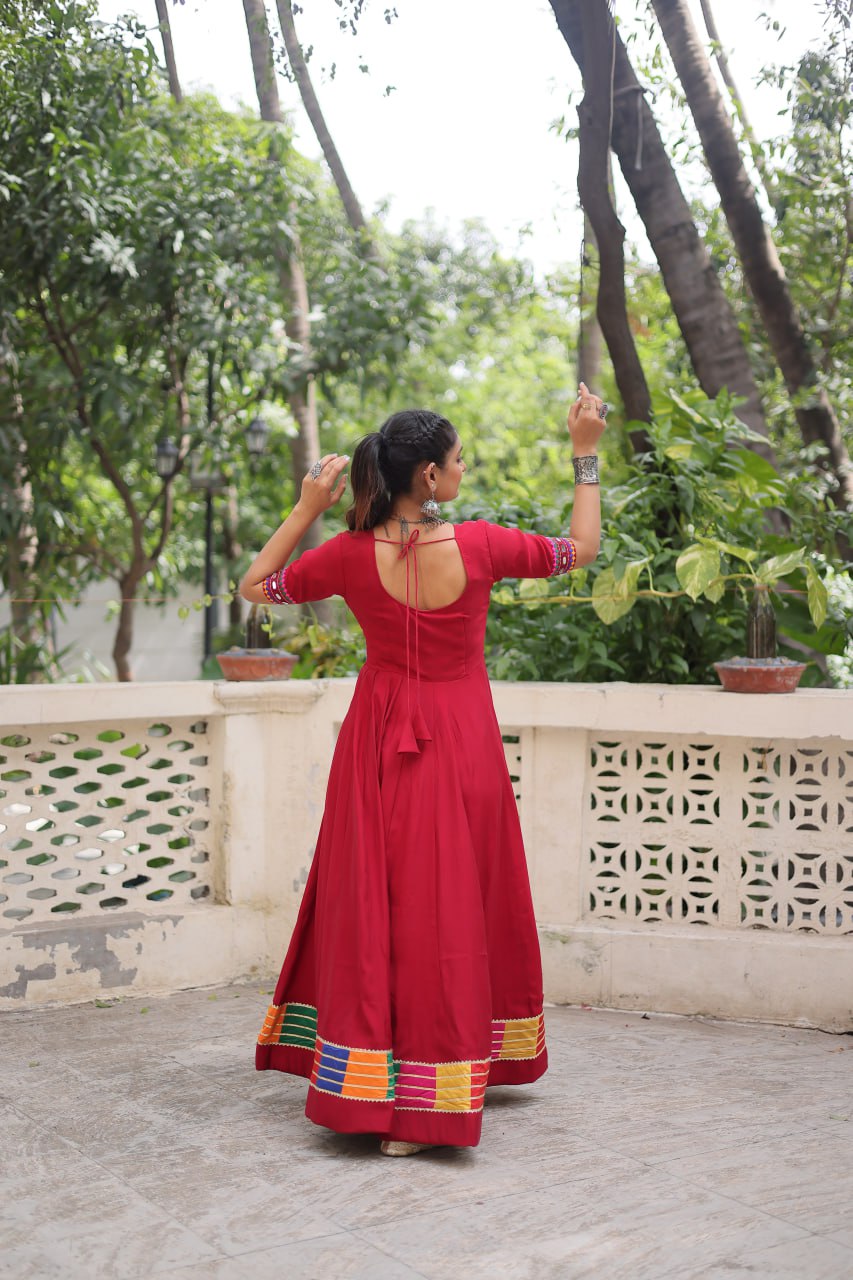 Thread Work Mirror Embellished Gown