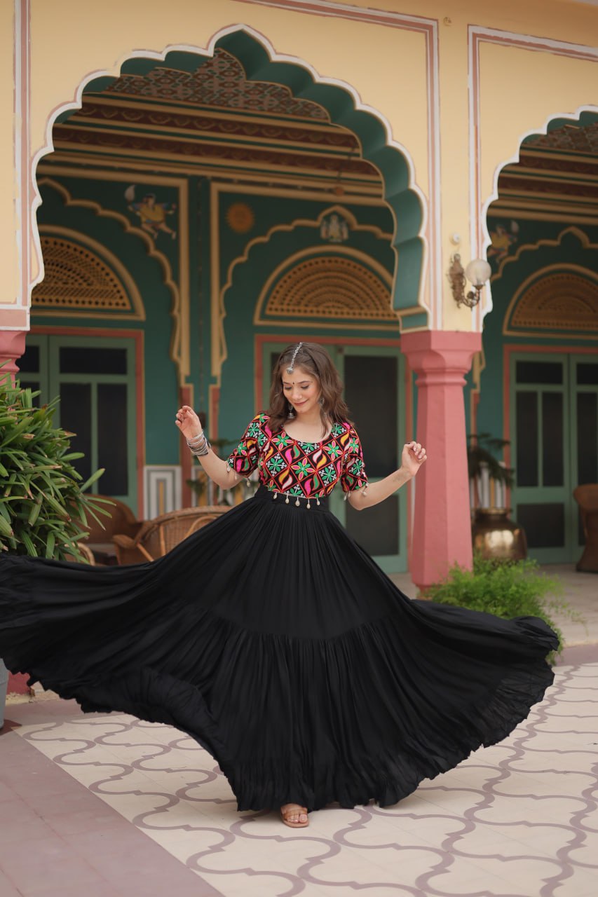 Midnight Bloom Gown Of Navratri