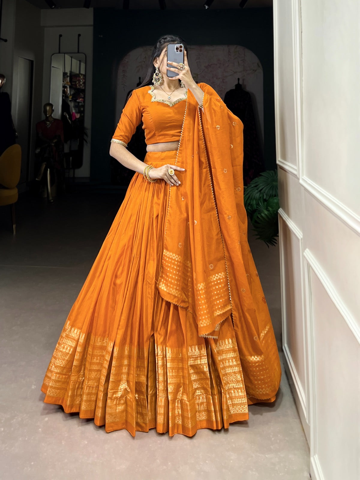 Dazzle Nights Chanderi Dupatta Lehenga