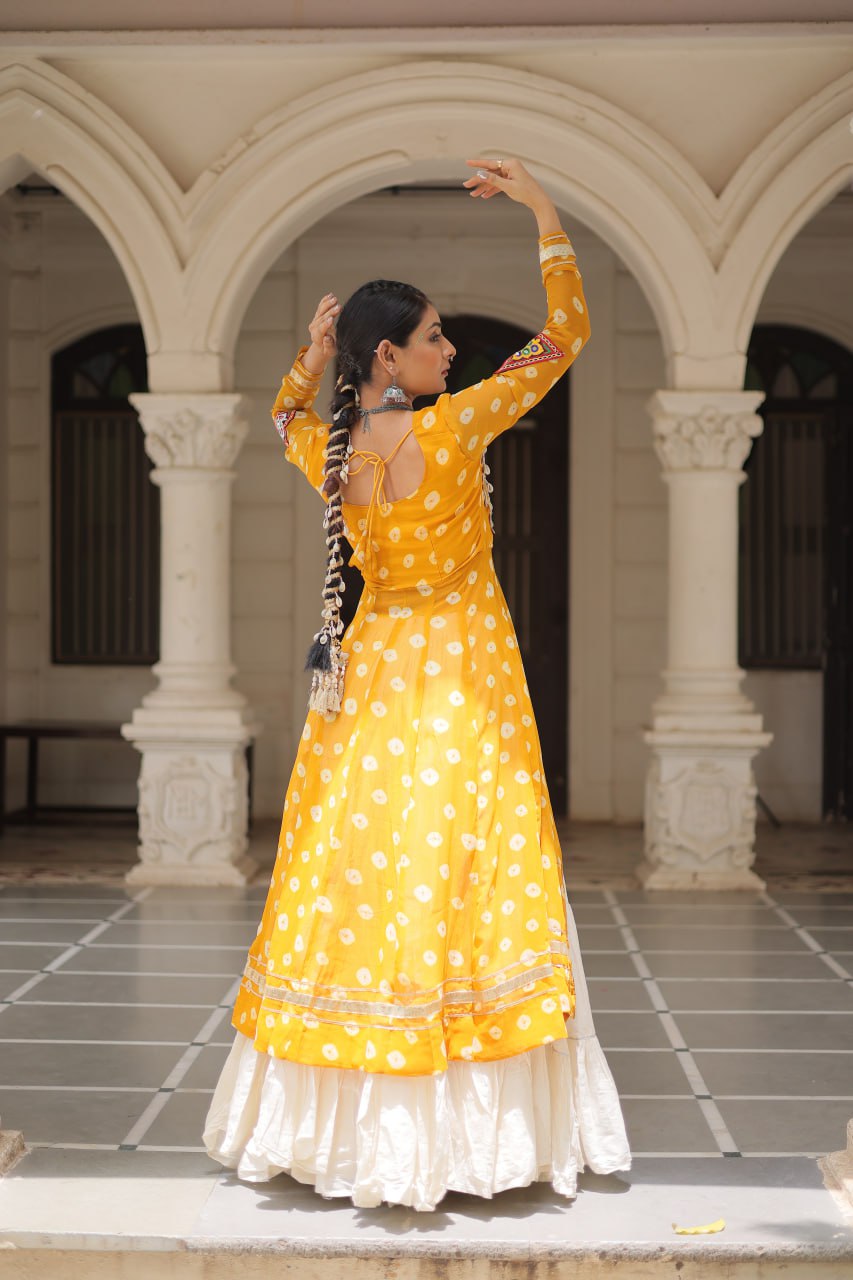 Festive Kutchi Work Bandhani Lehenga Kurti