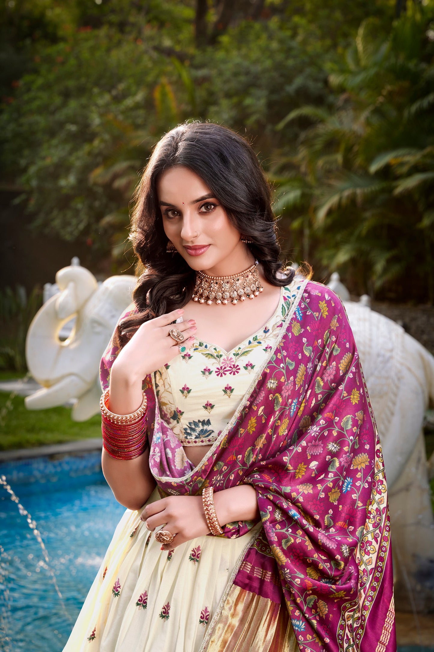 Classic White Lehenga With Festive Dupatta