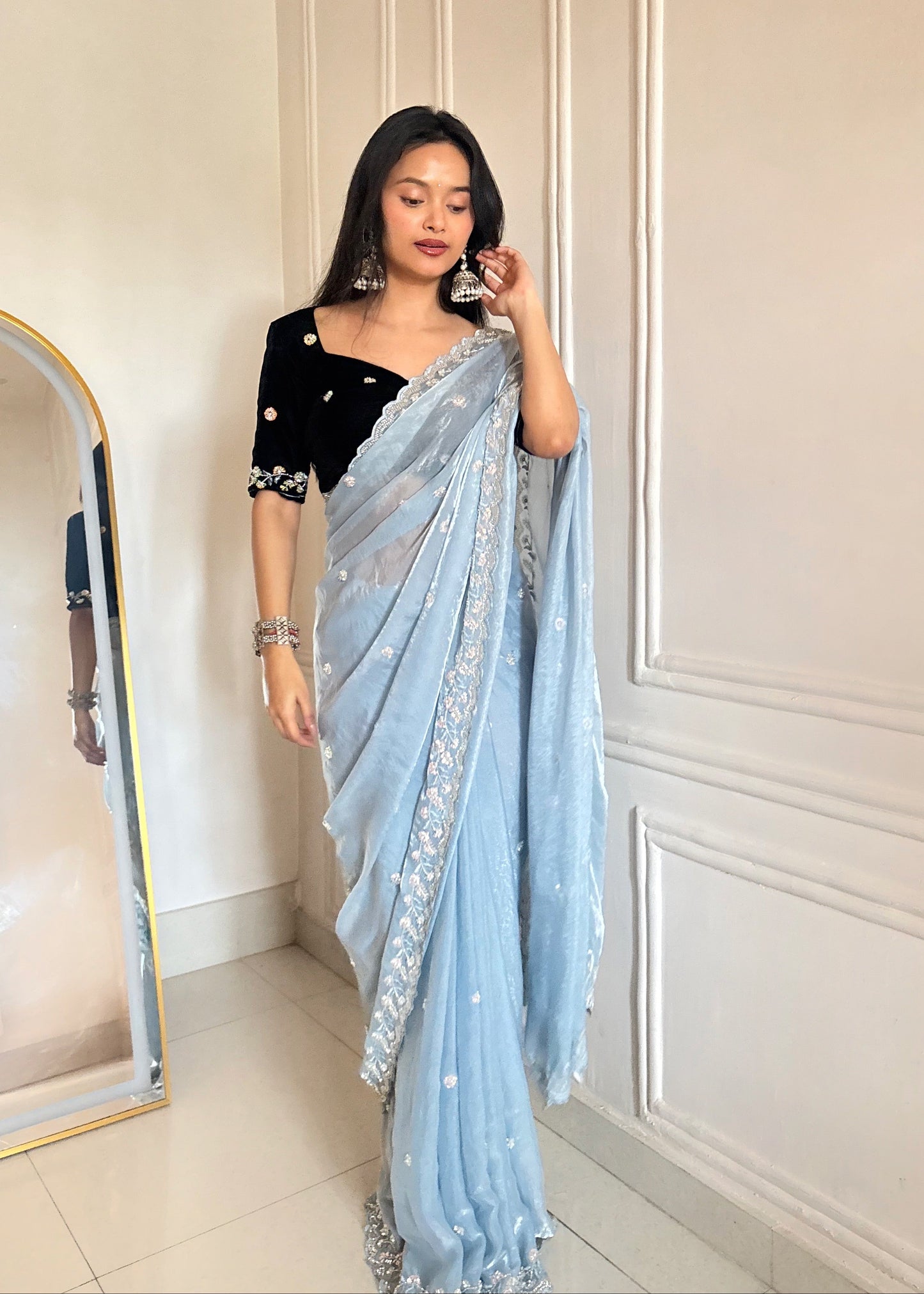 Skyfall Sequins Beaded Designer Saree