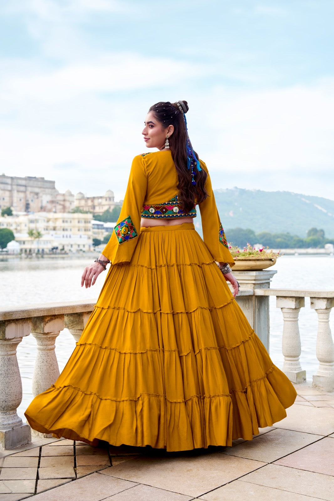 Traditional Mirror Work Rayon Lehenga Koti