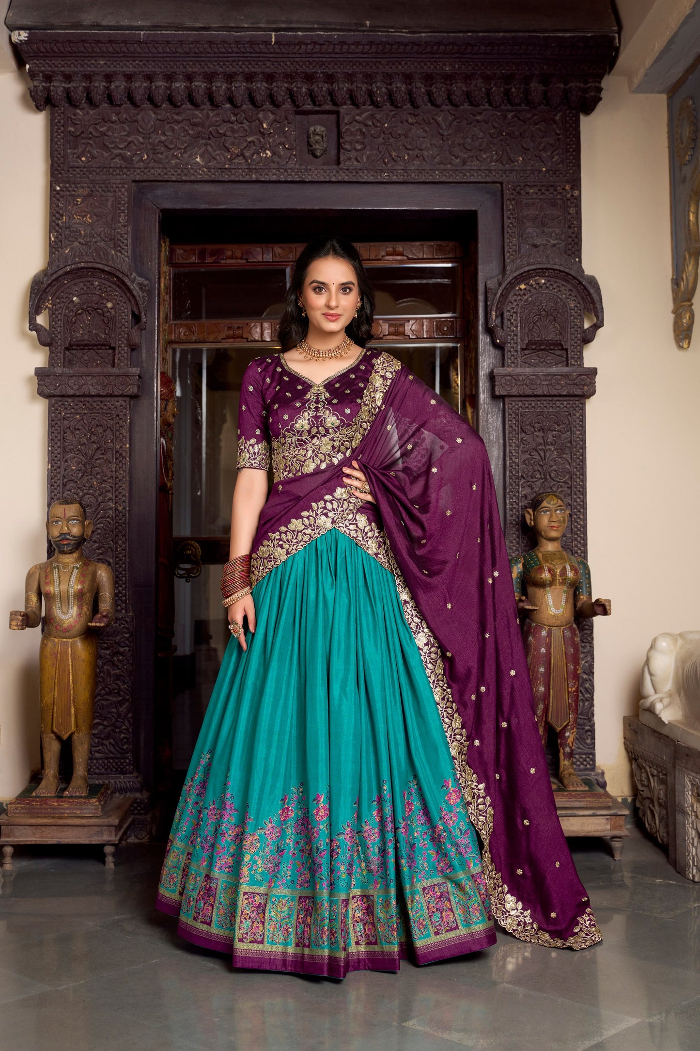 Traditional Zari Embellished Silk Lehenga