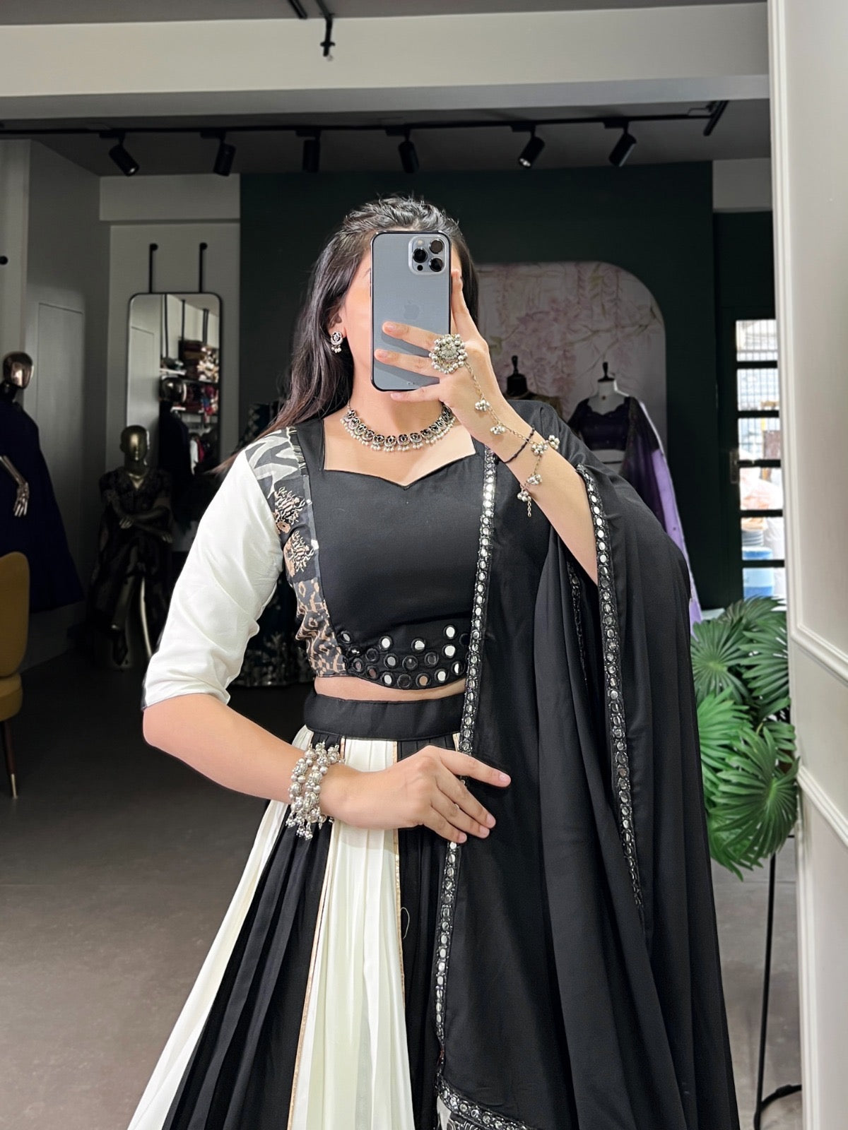 Glamour Prints Mirror Work Lehenga