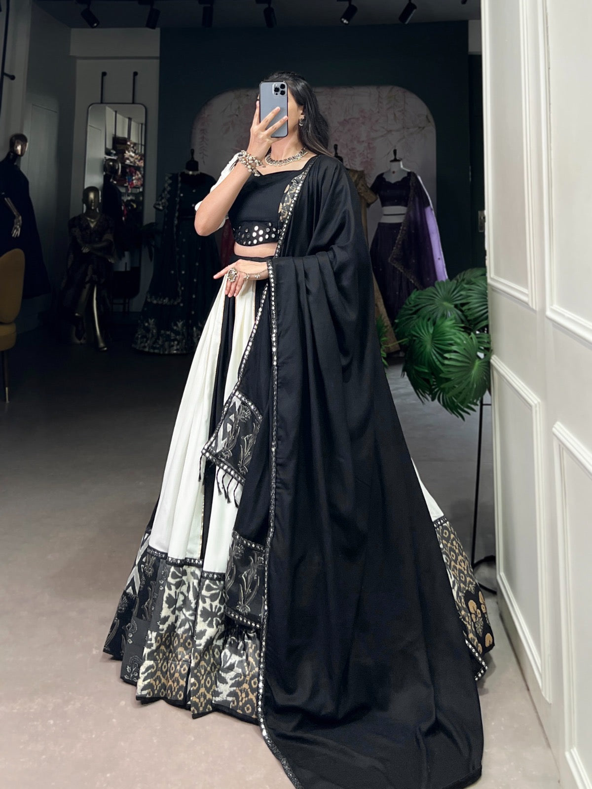 Glamour Prints Mirror Work Lehenga