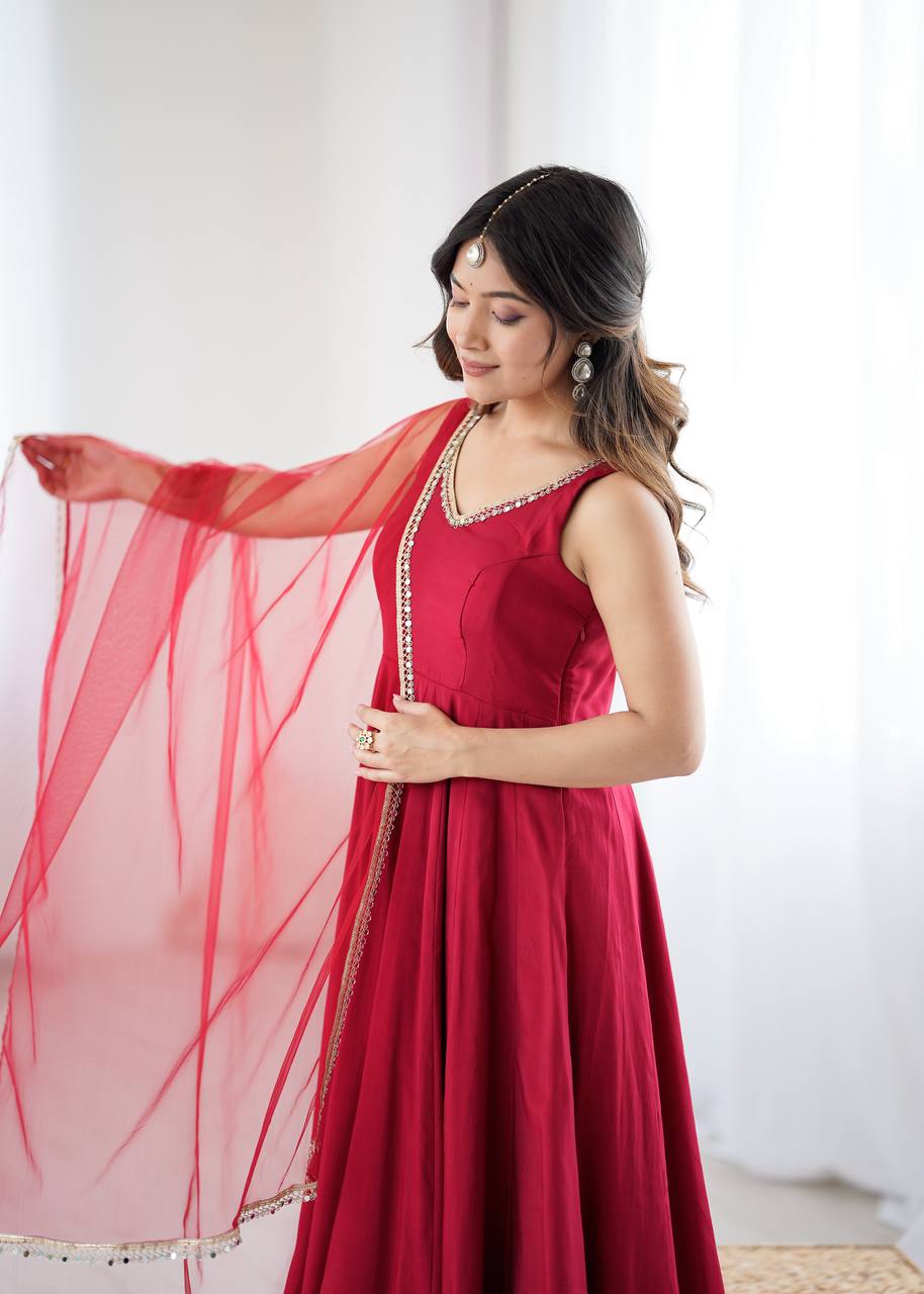 Hot Radiant Romansilk Anarkali