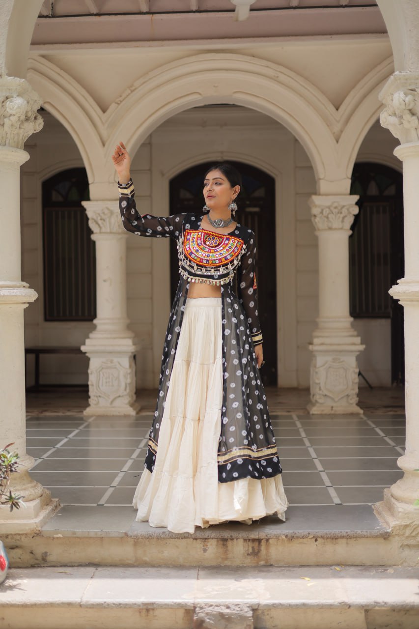 Festive Kutchi Work Bandhani Lehenga Kurti