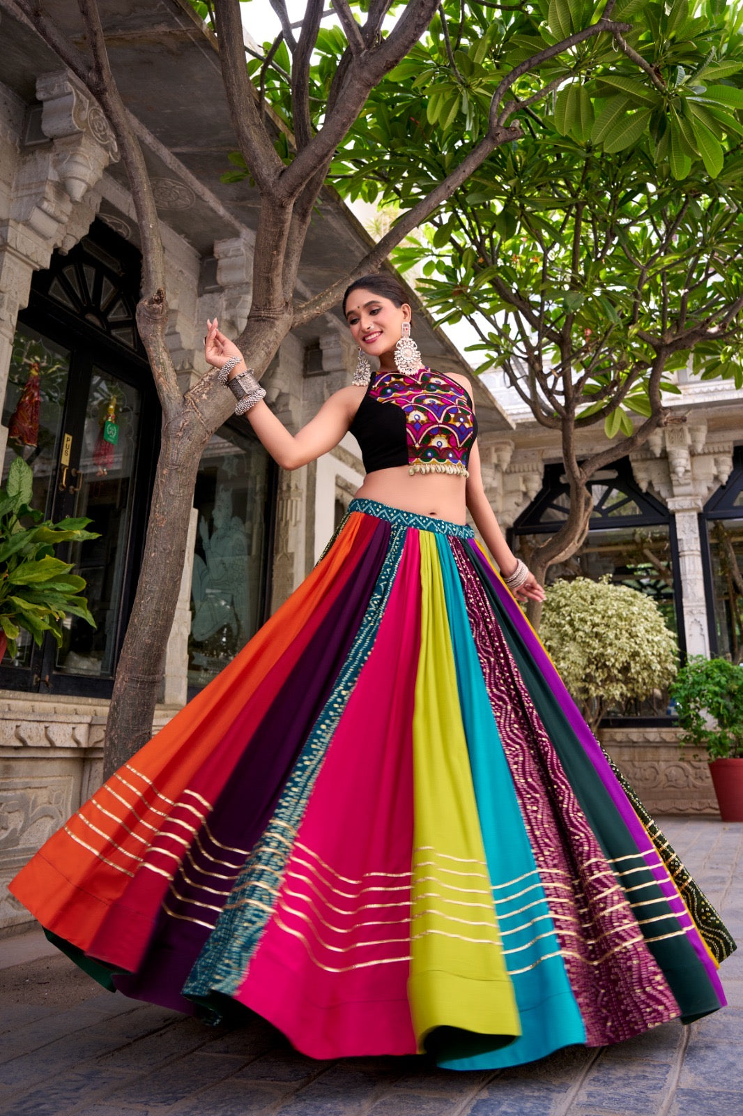 Colorful Gamthi Work Rayon Lehenga