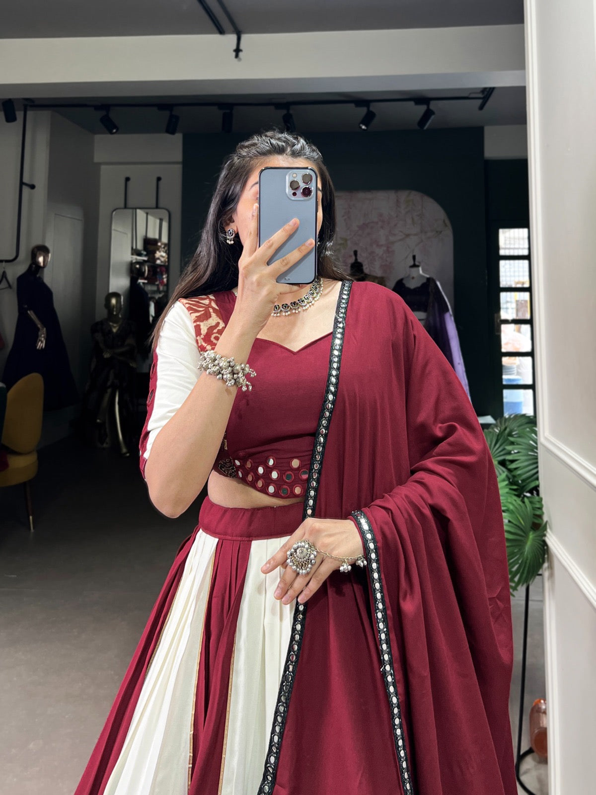 Glamour Prints Mirror Work Lehenga