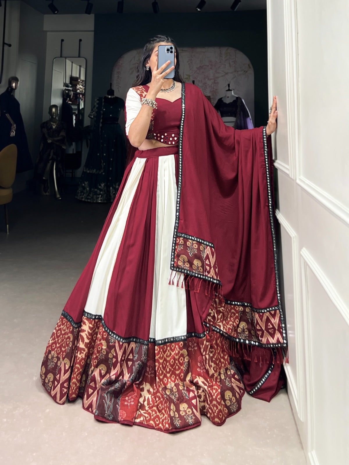 Glamour Prints Mirror Work Lehenga