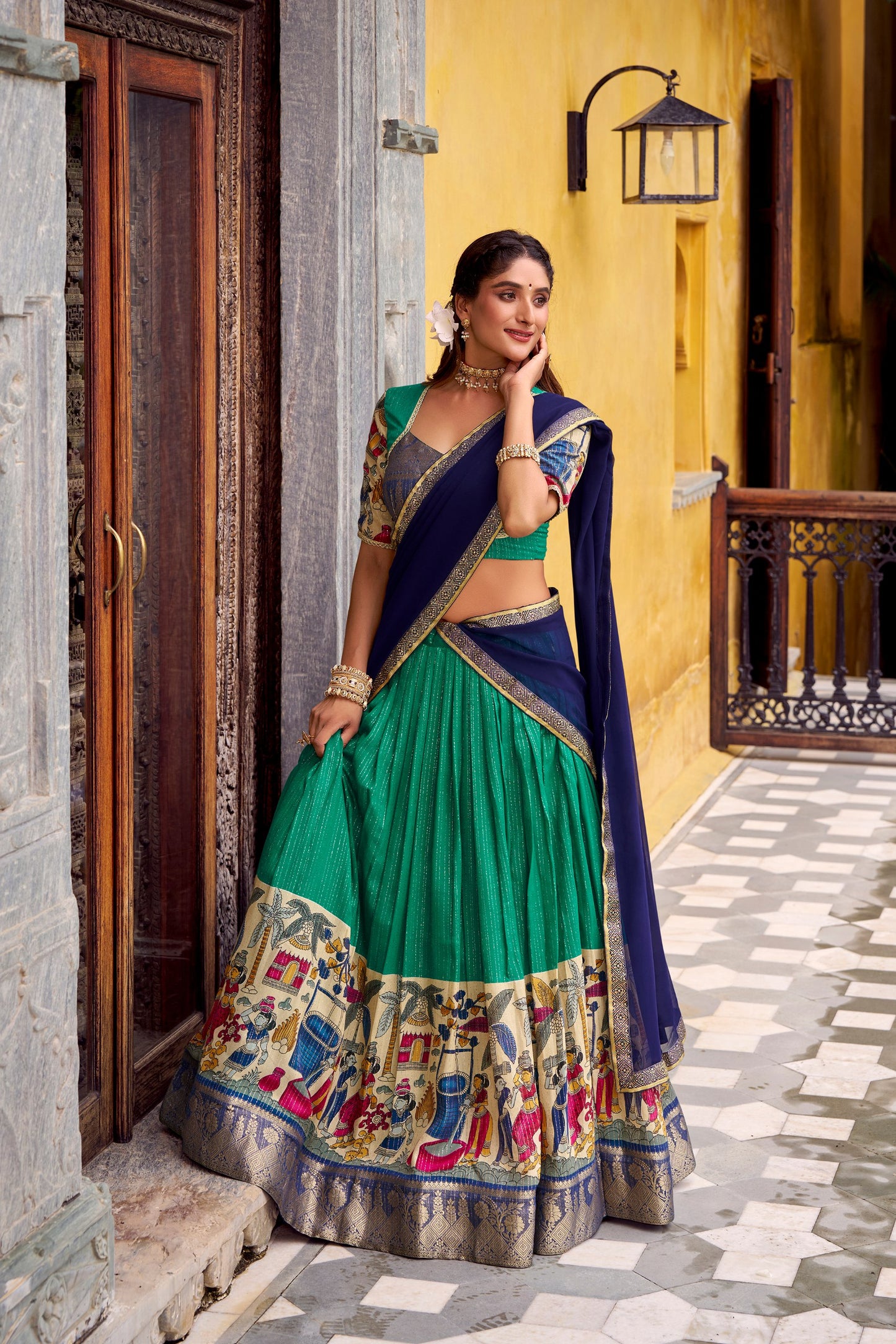 Kalamkari Zari Weaving Lehenga