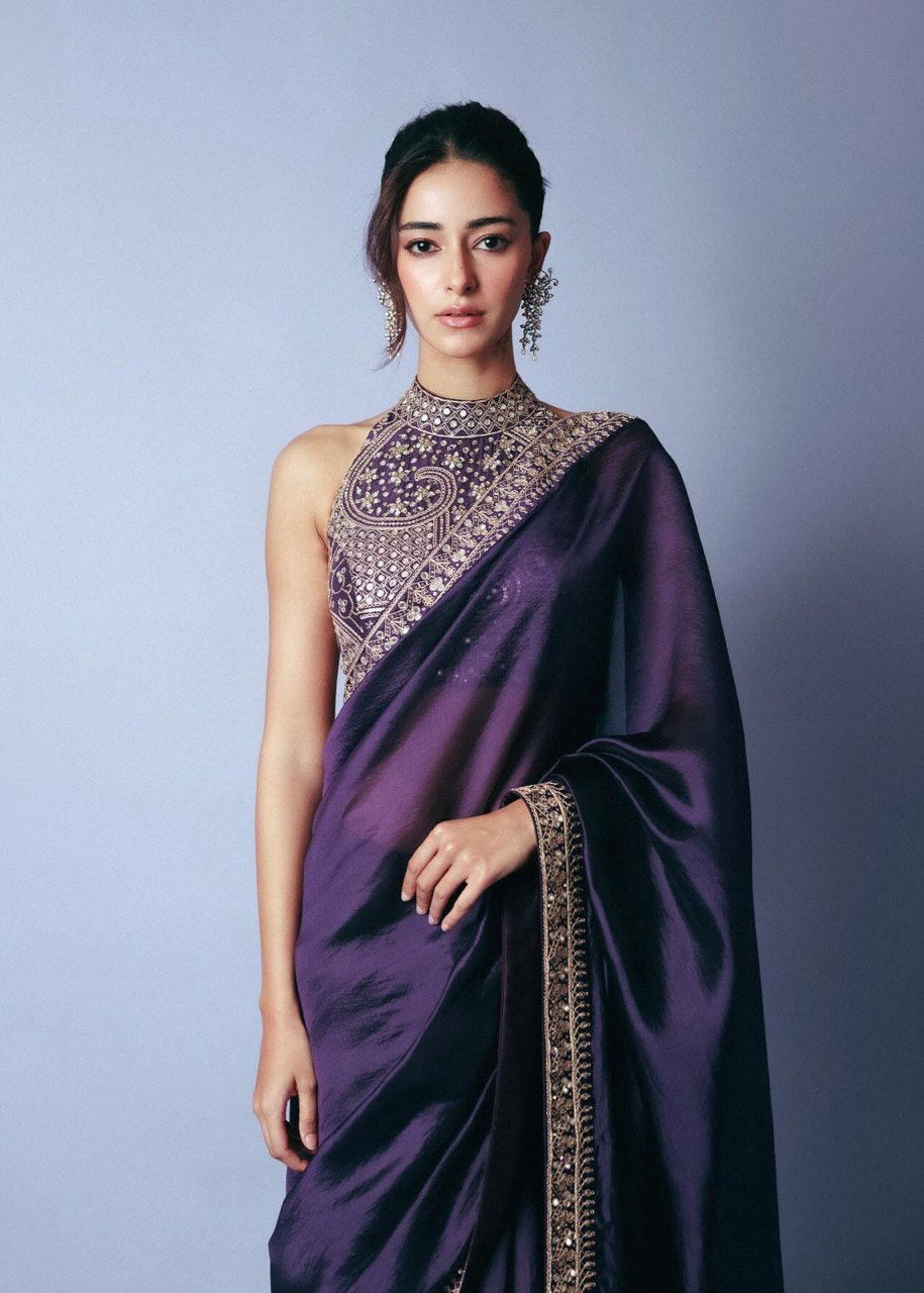 The Purple Glamour Sequin Saree