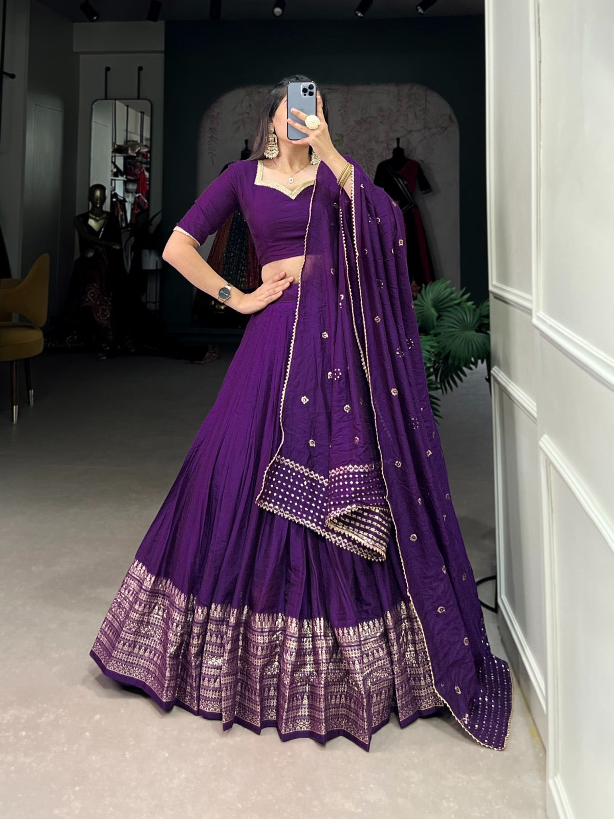 Dazzle Nights Chanderi Dupatta Lehenga