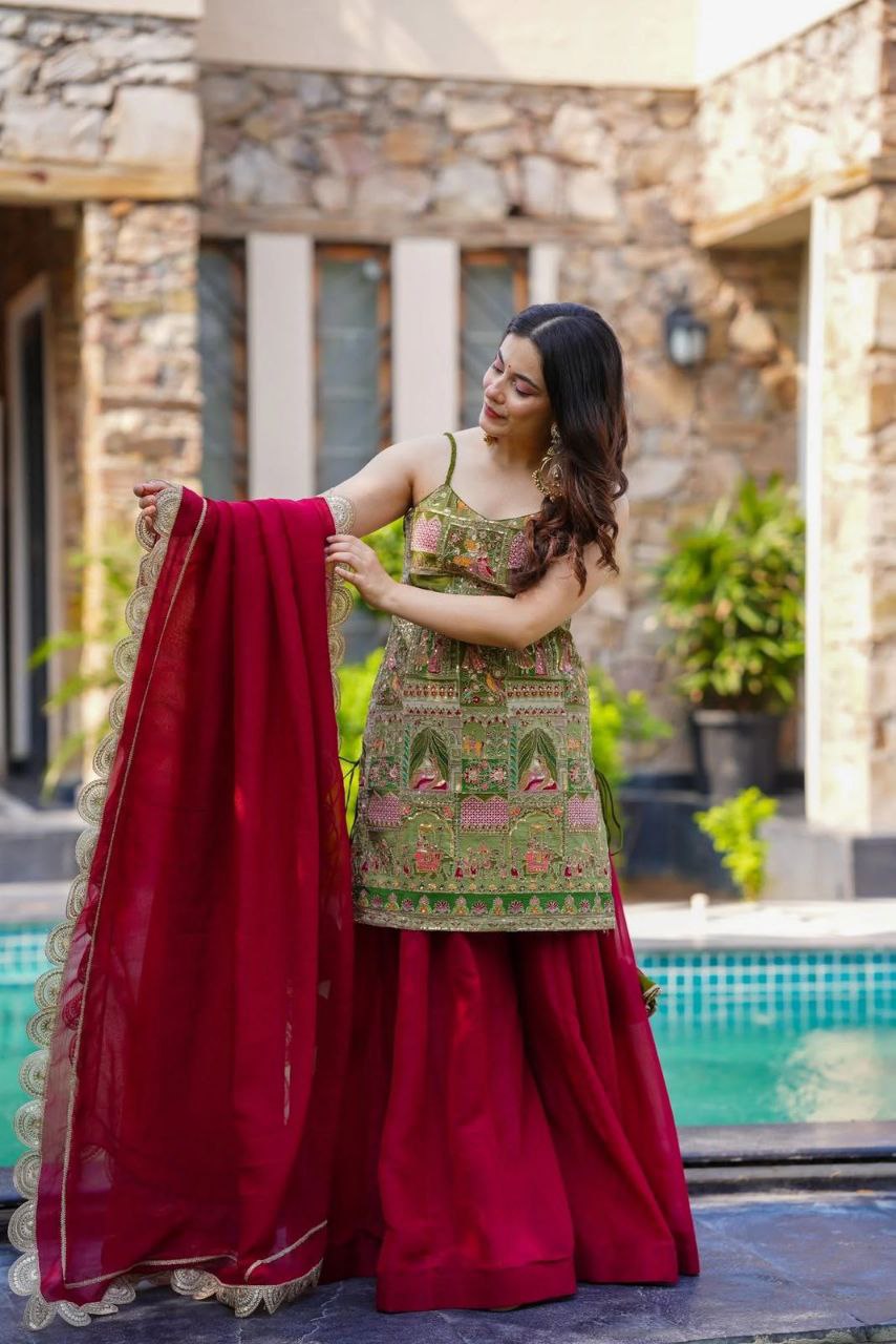 Gulbahaar Printed Kurti with Sharara Set