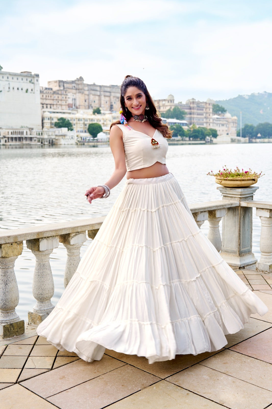 Traditional Mirror Work Rayon Lehenga Koti
