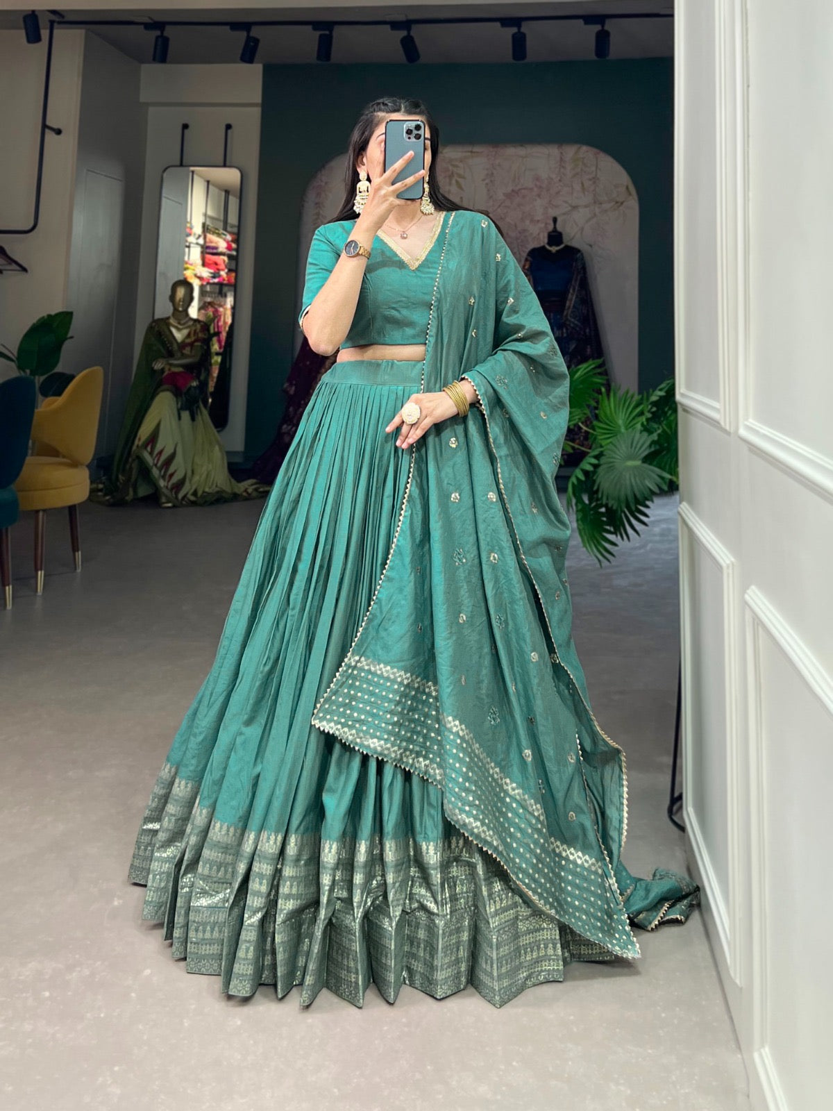 Dazzle Nights Chanderi Dupatta Lehenga