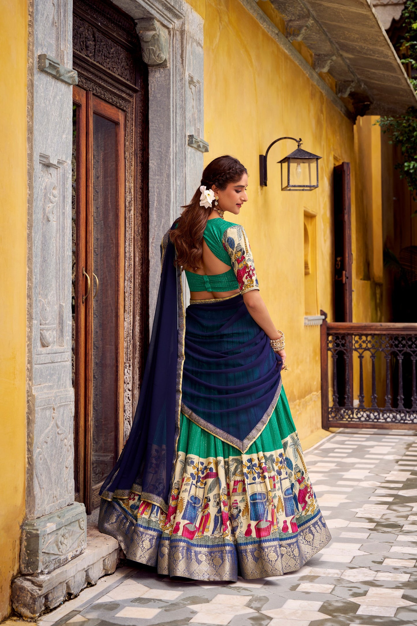 Kalamkari Zari Weaving Lehenga