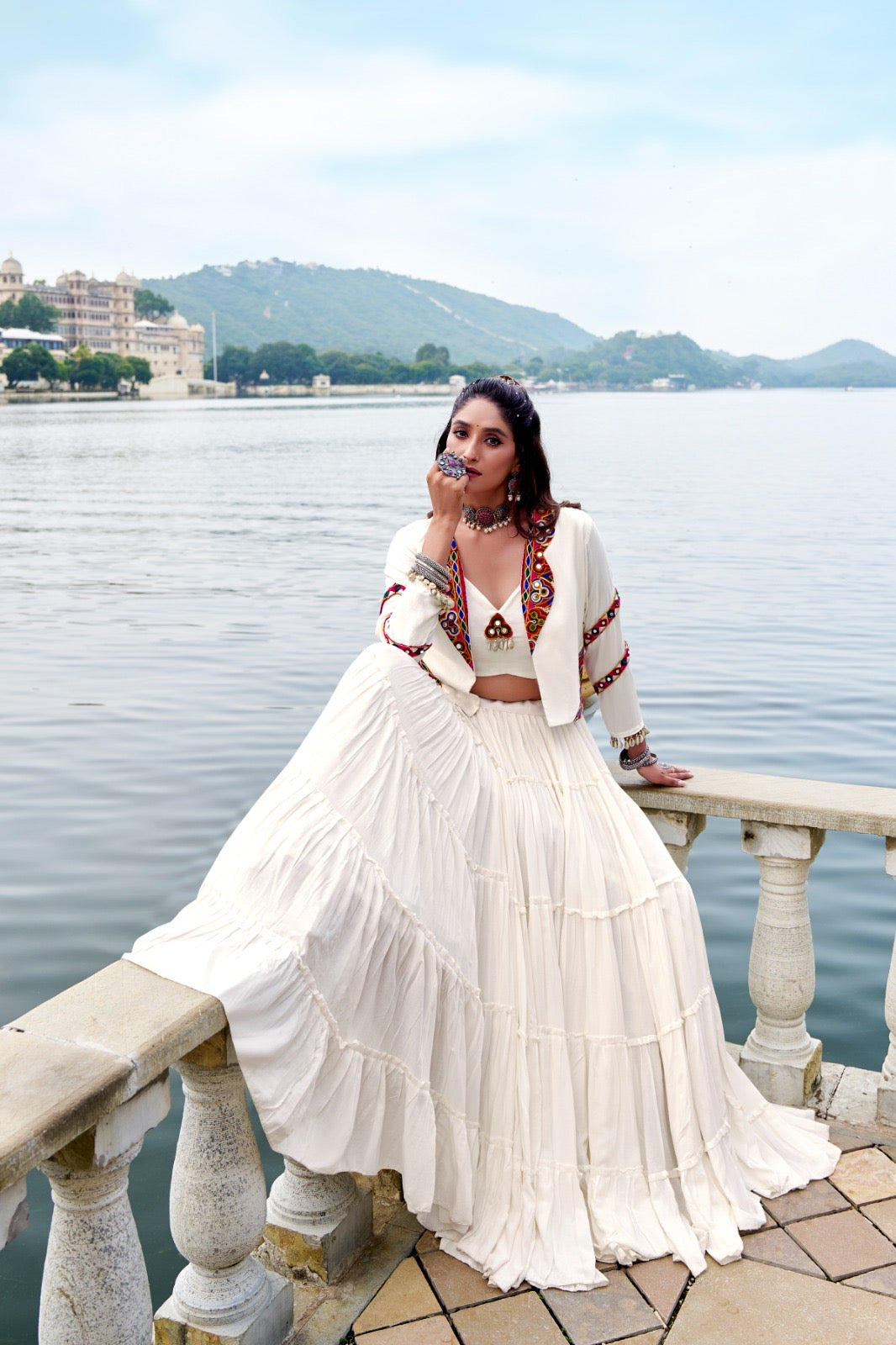 Traditional Mirror Work Rayon Lehenga Koti