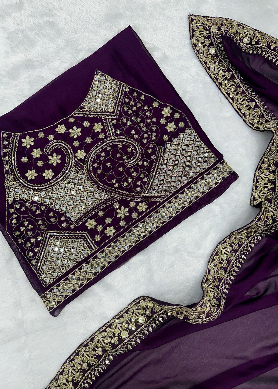 The Purple Glamour Sequin Saree