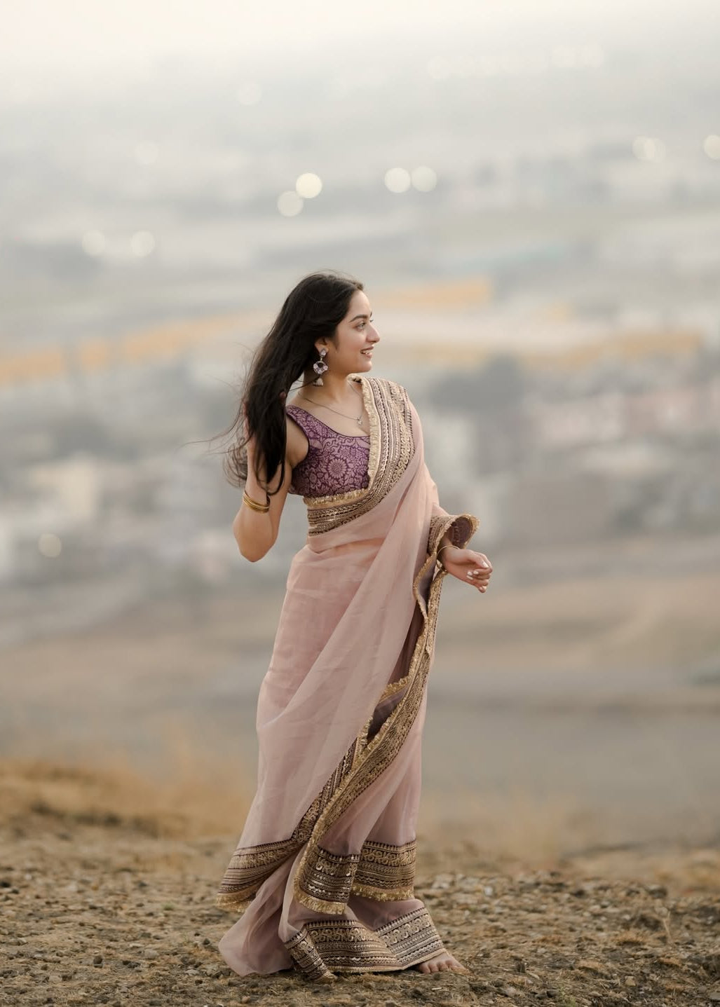 Divine Sequin Embellished Net Saree