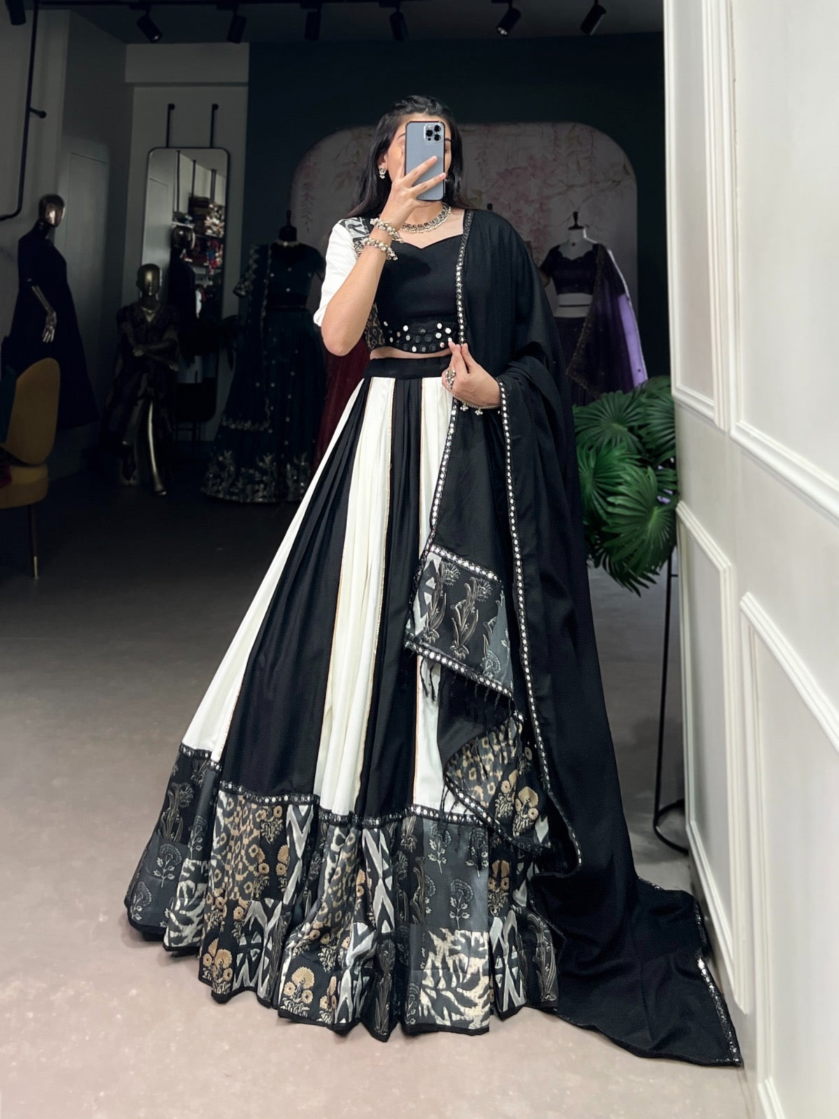 Glamour Prints Mirror Work Lehenga