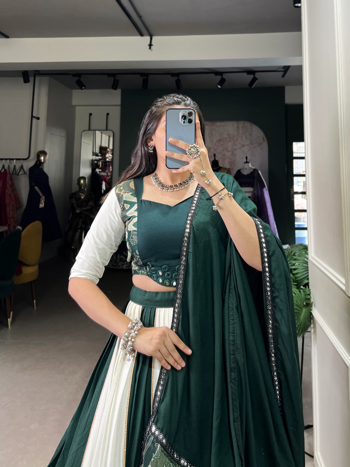 Glamour Prints Mirror Work Lehenga