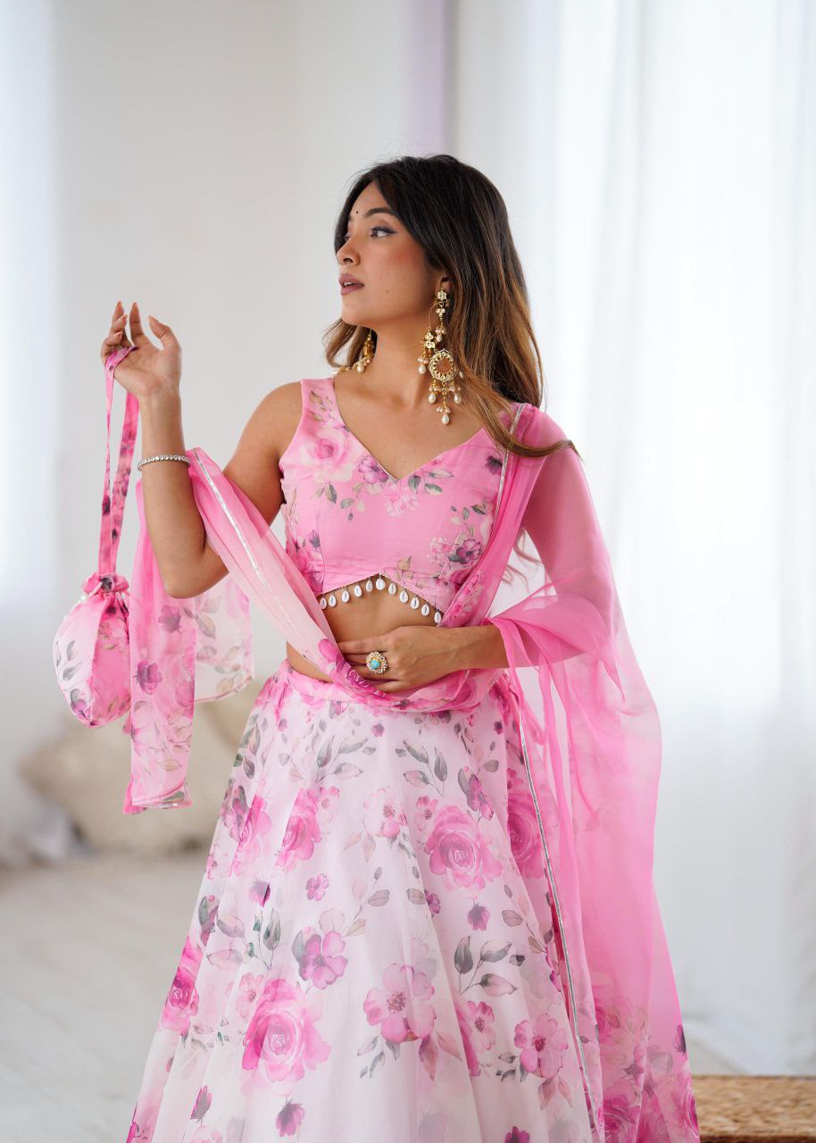 Blossom Organza Print Lehenga