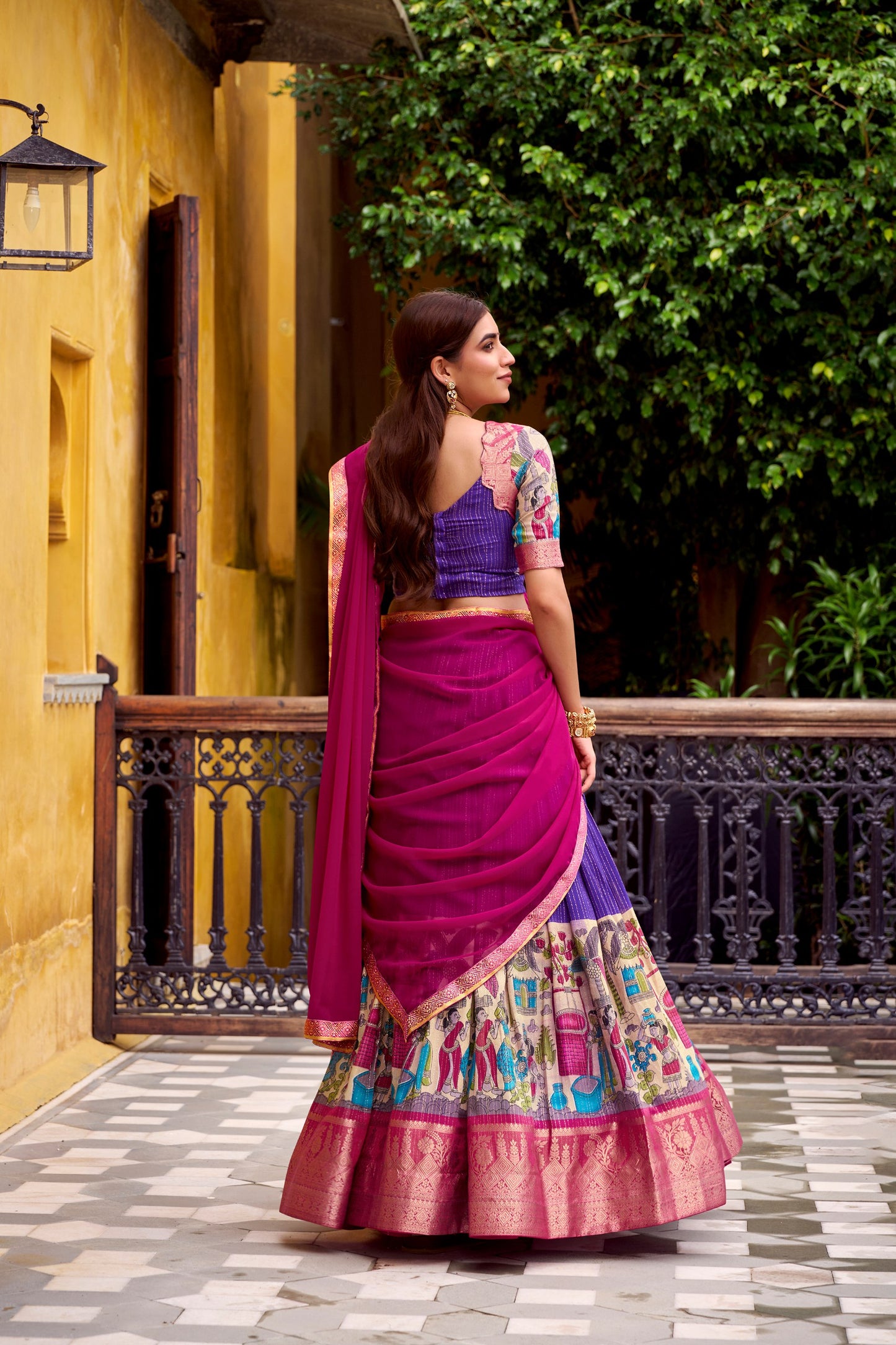 Kalamkari Zari Weaving Lehenga