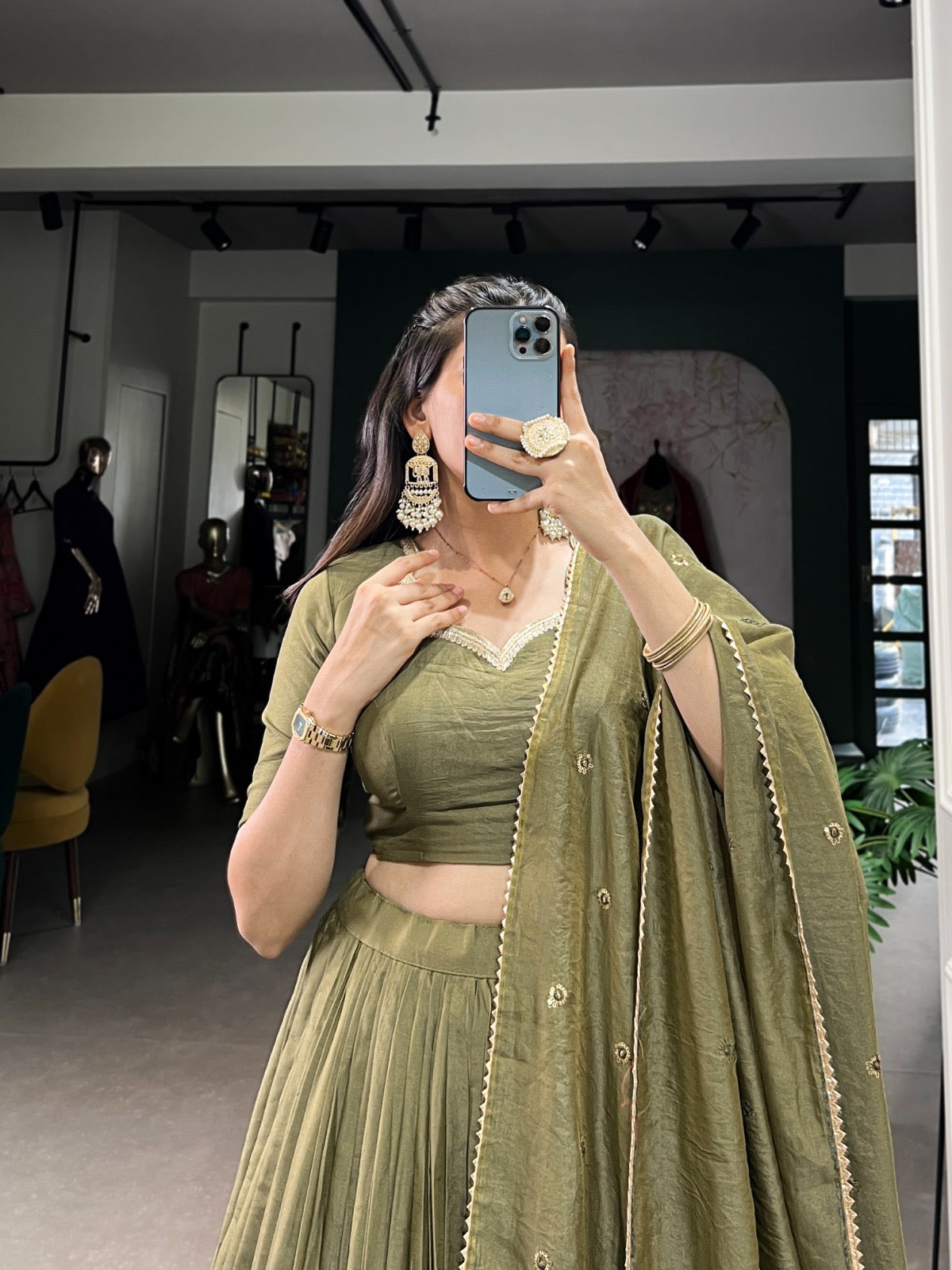 Dazzle Nights Chanderi Dupatta Lehenga