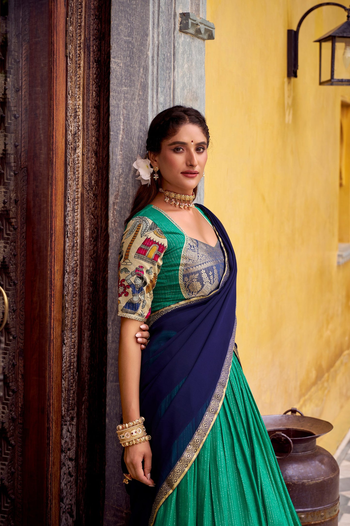 Kalamkari Zari Weaving Lehenga