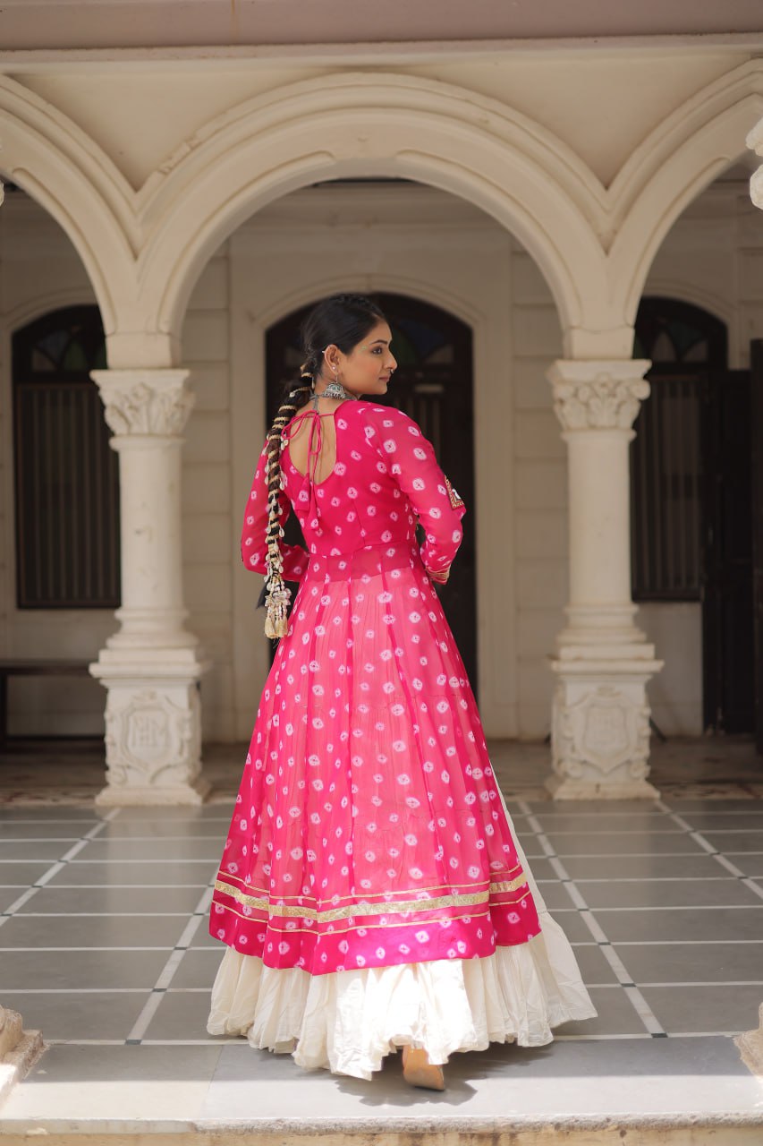 Festive Kutchi Work Bandhani Lehenga Kurti